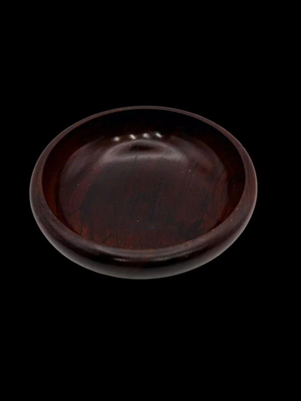 Vintage Japanese Kashiki Rosewood Snack Bowl | Hand Turned Wooden Serving Dish